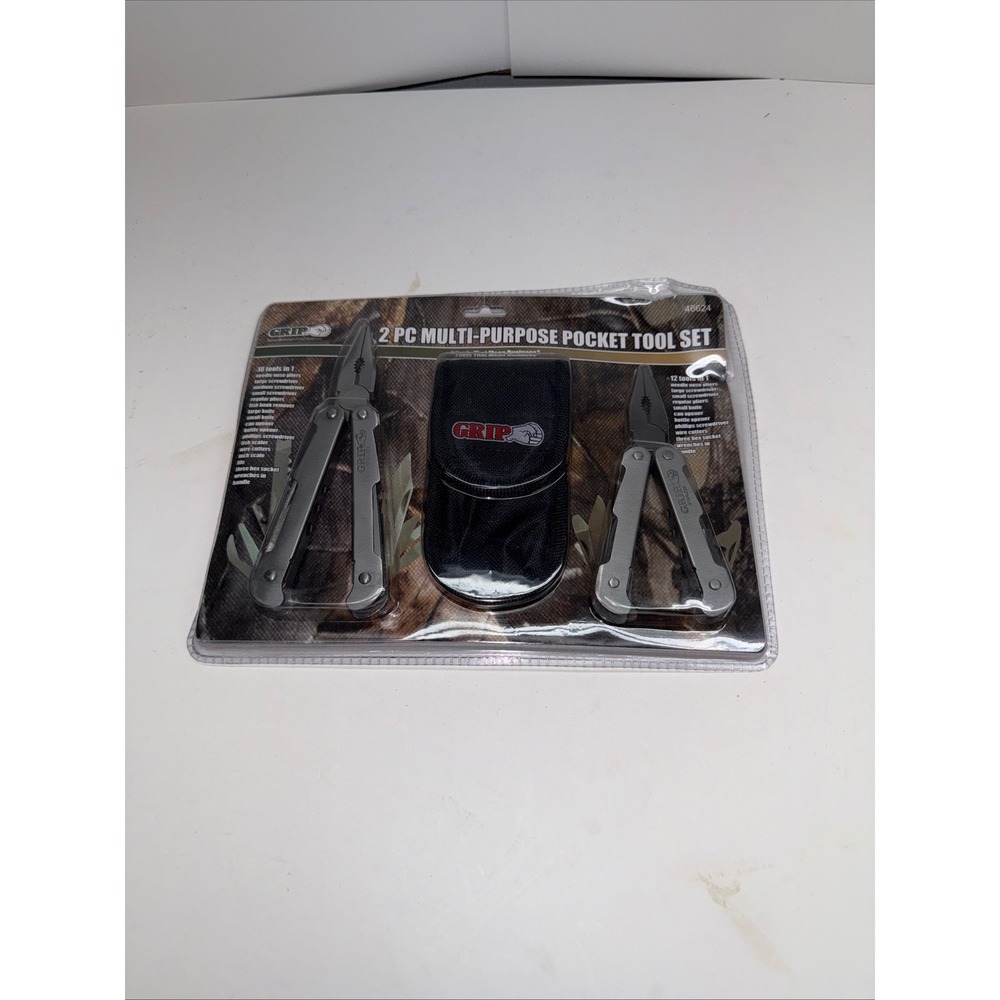 GRIP 2 Pc Multi-Purpose Pocket Tool Set Stainless Steel 46624 with Nylon Pouch